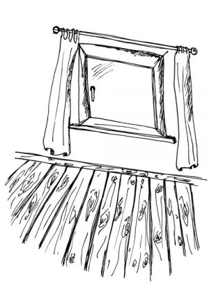 schlichte Skizze von einem Raum mit Fenster